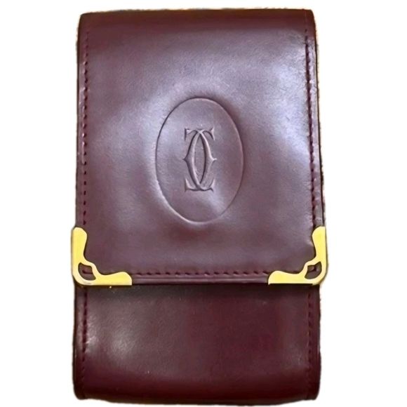 RARE Cartier Bordeaux Burgundy Leather Slim Cigarette Case Multi Pouch (EUC ) - Picture 2 of 9